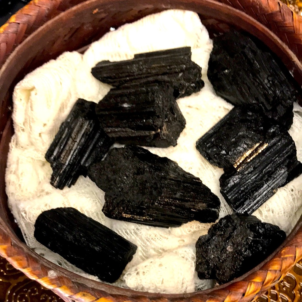 Raw Black Tourmaline Crystal Chunks - Natural Protective Stones